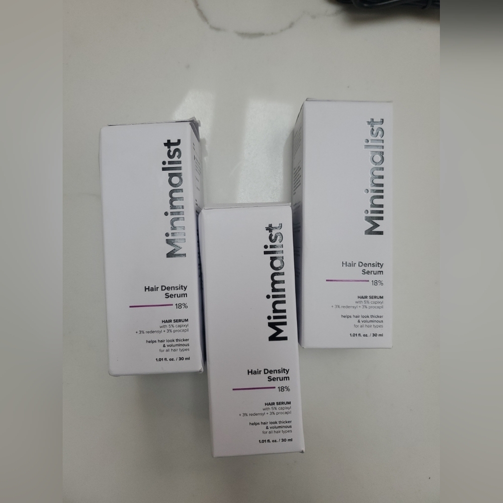 3 New Sealed MINIMALIST Hair Density Serum 18% Bottles for Hair Loss & Thinning